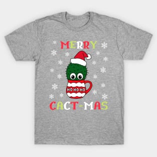 Merry Cact Mas - Cactus With A Santa Hat In A Christmas Mug T-Shirt